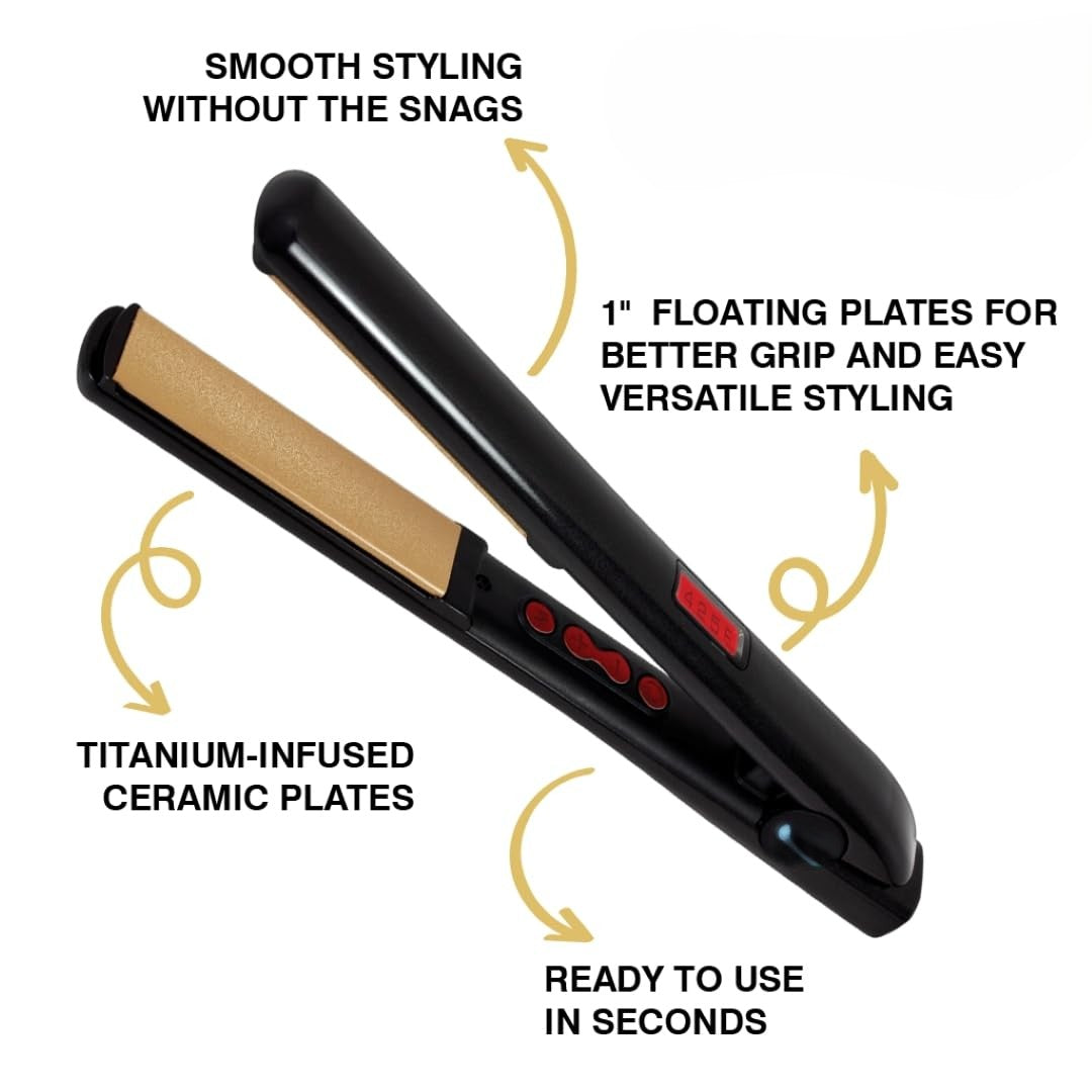 Flat Iron Hair Straightener, Digital Temperature Control, Color-Coded Heat Settings for All Hair Types, Fast Heat-Up & Smooth Frizz-Free Finish