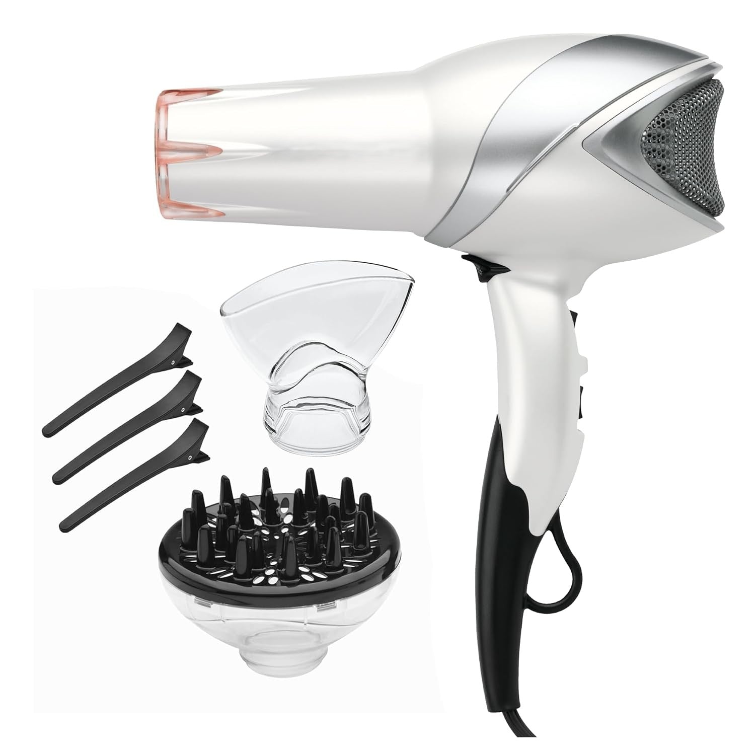 Hair Dryer with Diffuser & Concentrator - Ionic Ceramic Blow Dryer for Frizz Control, Shine, Soft Hair & Moisture Protection - 1875W Professional Salon-Quality