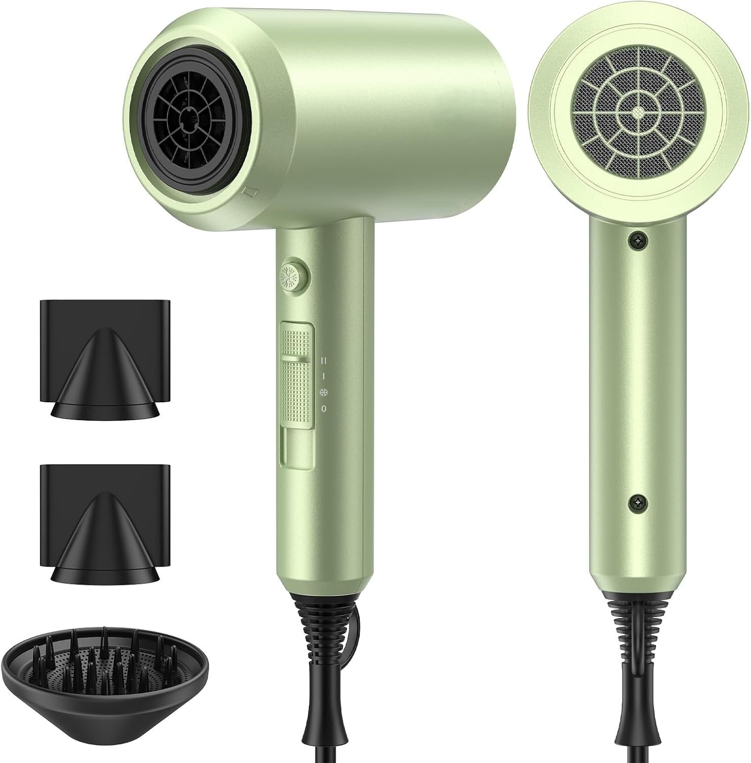 Professional Ionic Hair Dryer, Powerful 1800W Fast Drying Low Noise Blow Dryer with 2 Concentrator Nozzle 1 Diffuser Attachments for Home Salon Travel