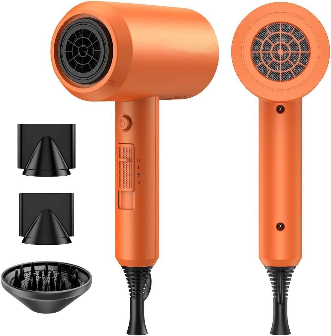 Professional Ionic Hair Dryer, Powerful 1800W Fast Drying Low Noise Blow Dryer with 2 Concentrator Nozzle 1 Diffuser Attachments for Home Salon Travel