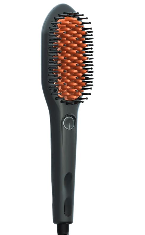 Mini Hair Straightener Brush Travel Size for Women,Dual Voltage Straightening Brush with Ceramic Heated Bristles,Adjustable Temperature&LED Display