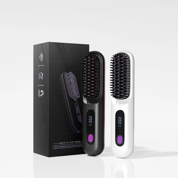 Hair Straightener Brush, Portable Cordless Hair Straightener with Heated Hair Comb, Ionic Straightener for All Hair Types