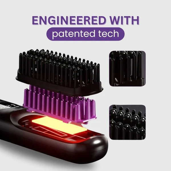 Hair Straightener Brush, Portable Cordless Hair Straightener with Heated Hair Comb, Ionic Straightener for All Hair Types