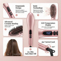 Hair Straightener Brush, Hair Straightening Brush Comb Ionic Ceramic Upgraded Professional LCD Display Electric Straightening Irons Straight for Women