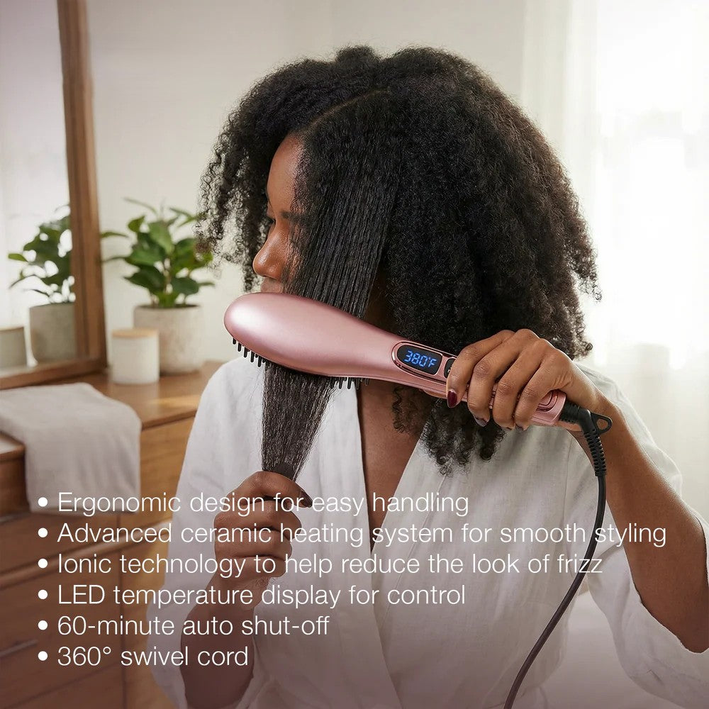 Hair Straightener Brush, Hair Straightening Brush Comb Ionic Ceramic Upgraded Professional LCD Display Electric Straightening Irons Straight for Women